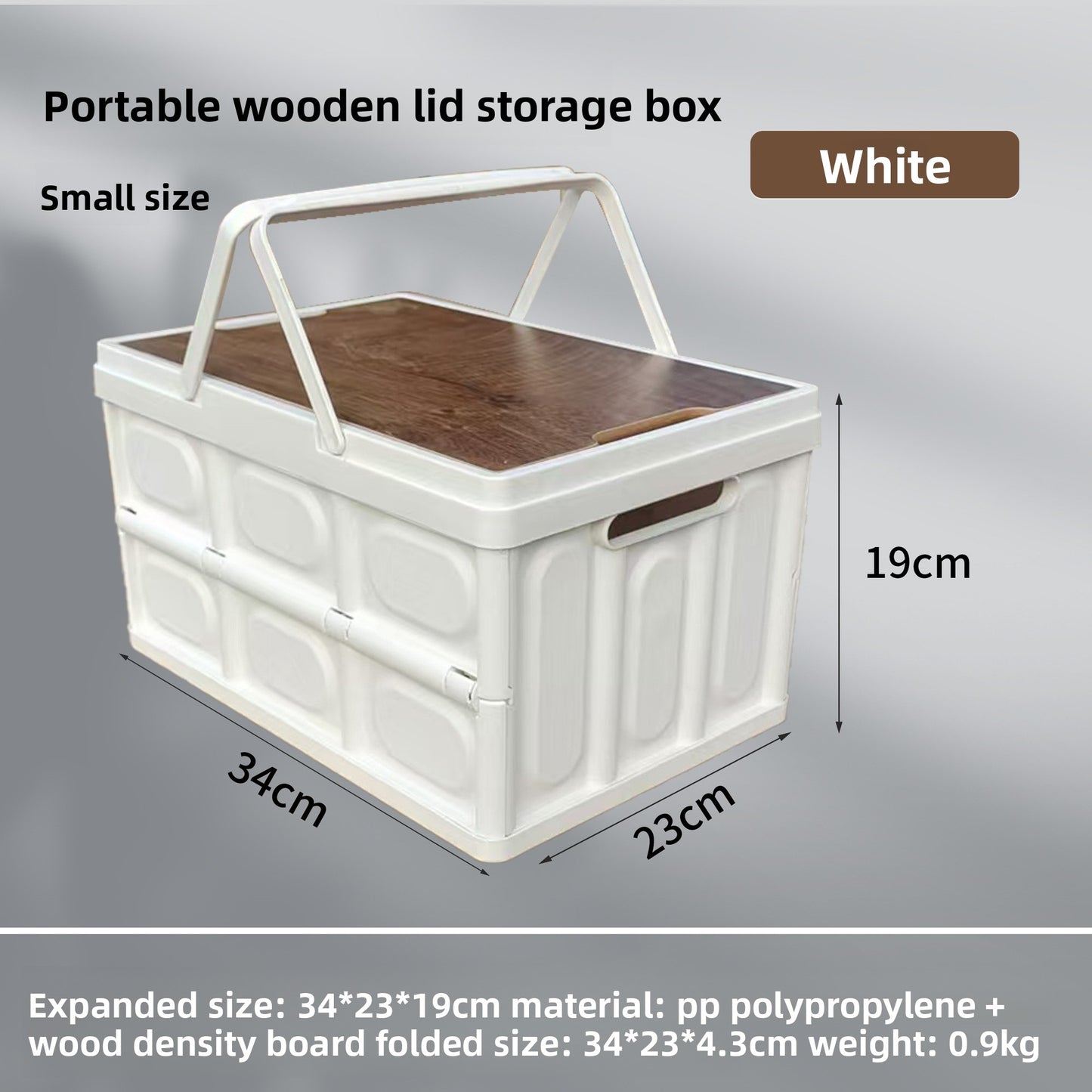 Foldable Outdoor Storage Box with Wooden Cover
