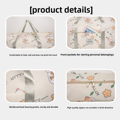 Foldable Oxford Travel Bag with Cat Design