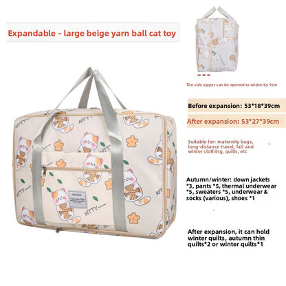 Foldable Oxford Travel Bag with Cat Design