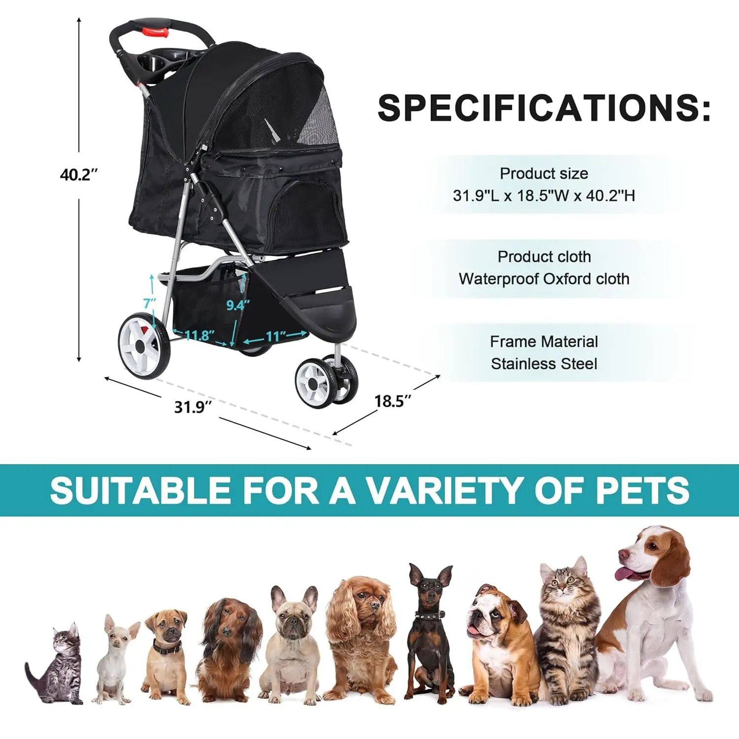 Foldable pet stroller