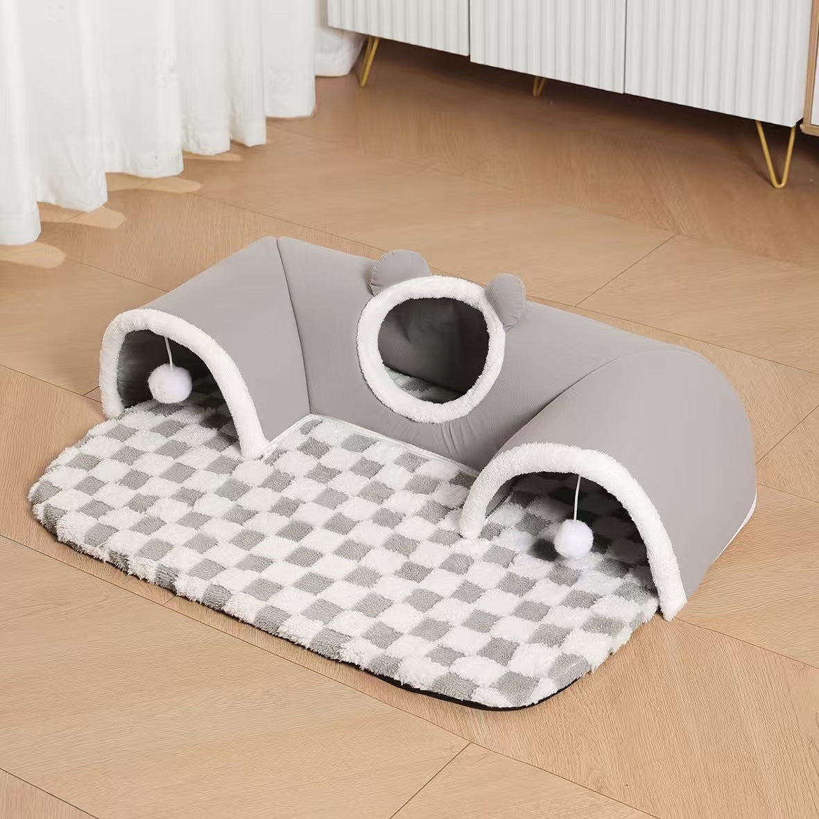 Foldable Plush Cat Nest and Tunnel