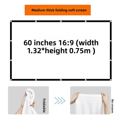 Foldable Projector Screen HD White