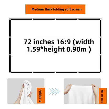 Foldable Projector Screen HD White