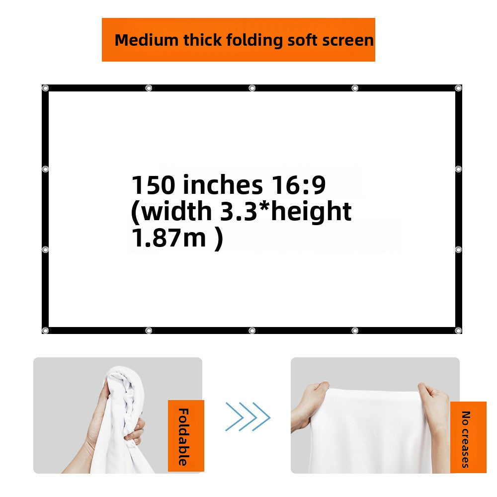 Foldable Projector Screen HD White