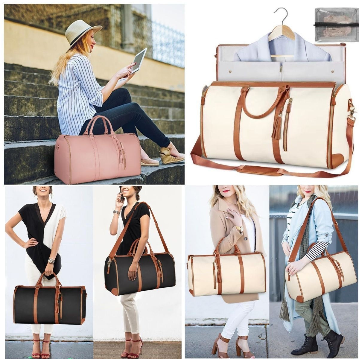 Foldable PU Leather Handbag for Travel and Business