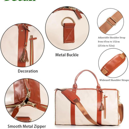 Foldable PU Leather Handbag for Travel and Business