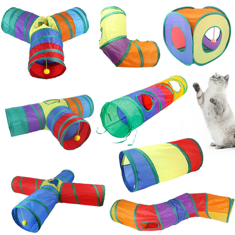 Foldable Rainbow Cat Play Tunnel