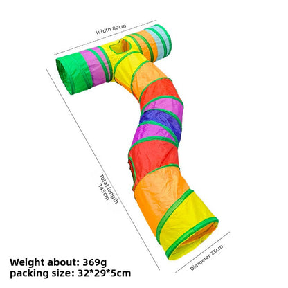 Foldable Rainbow Cat Play Tunnel