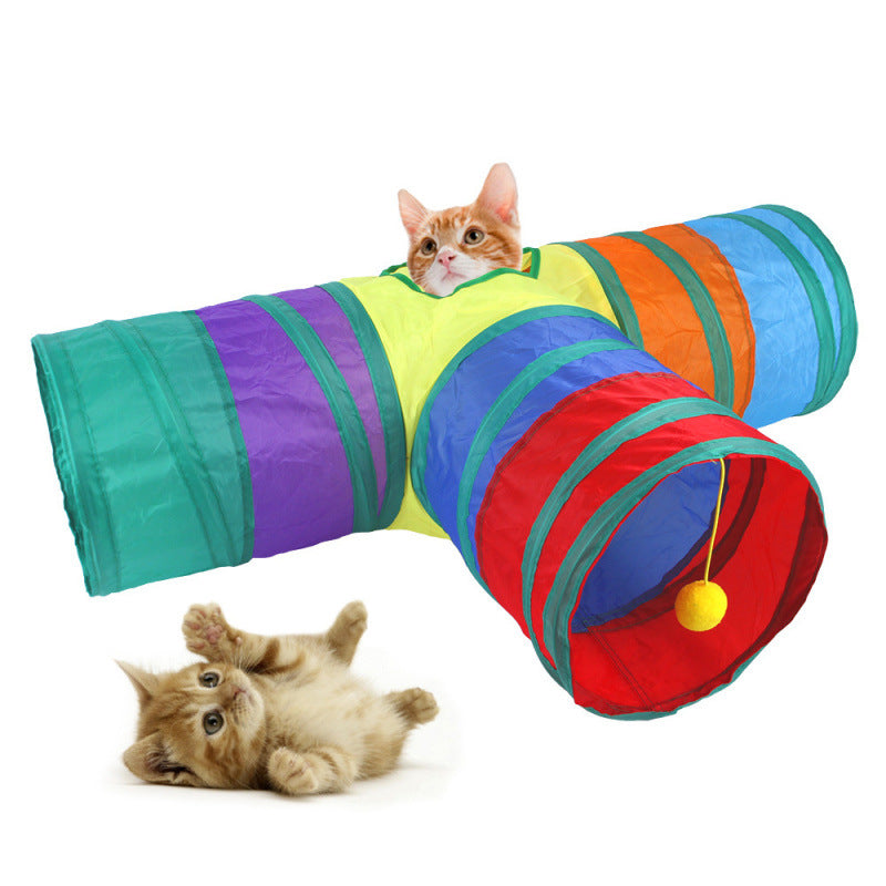 Foldable Rainbow Cat Play Tunnel
