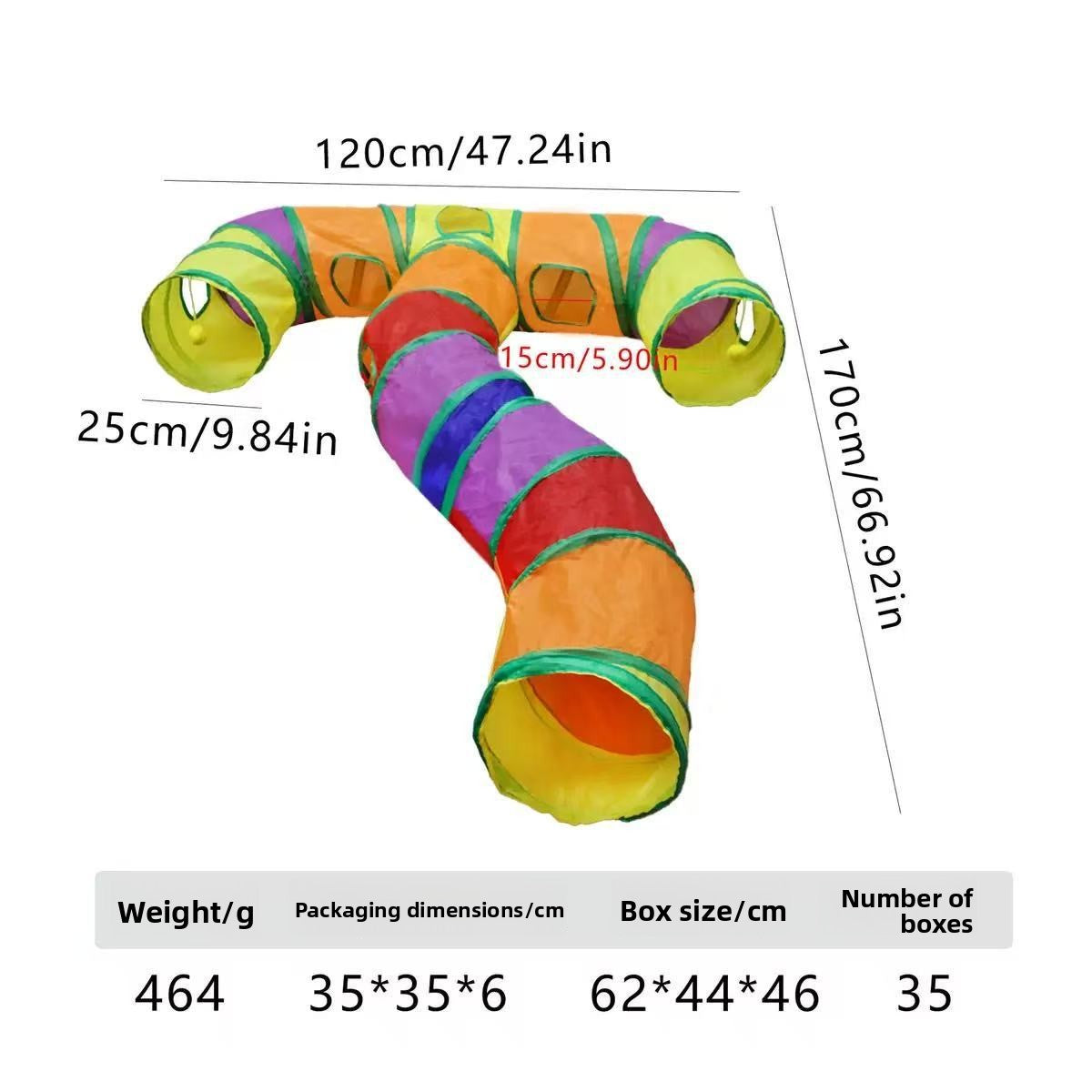 Foldable Rainbow Cat Play Tunnel