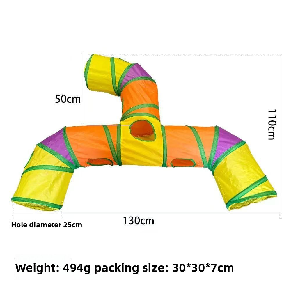 Foldable Rainbow Cat Play Tunnel