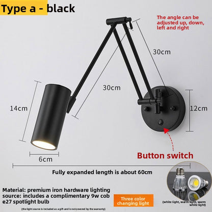 Foldable Retro Long Boom Lamp