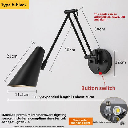 Foldable Retro Long Boom Lamp