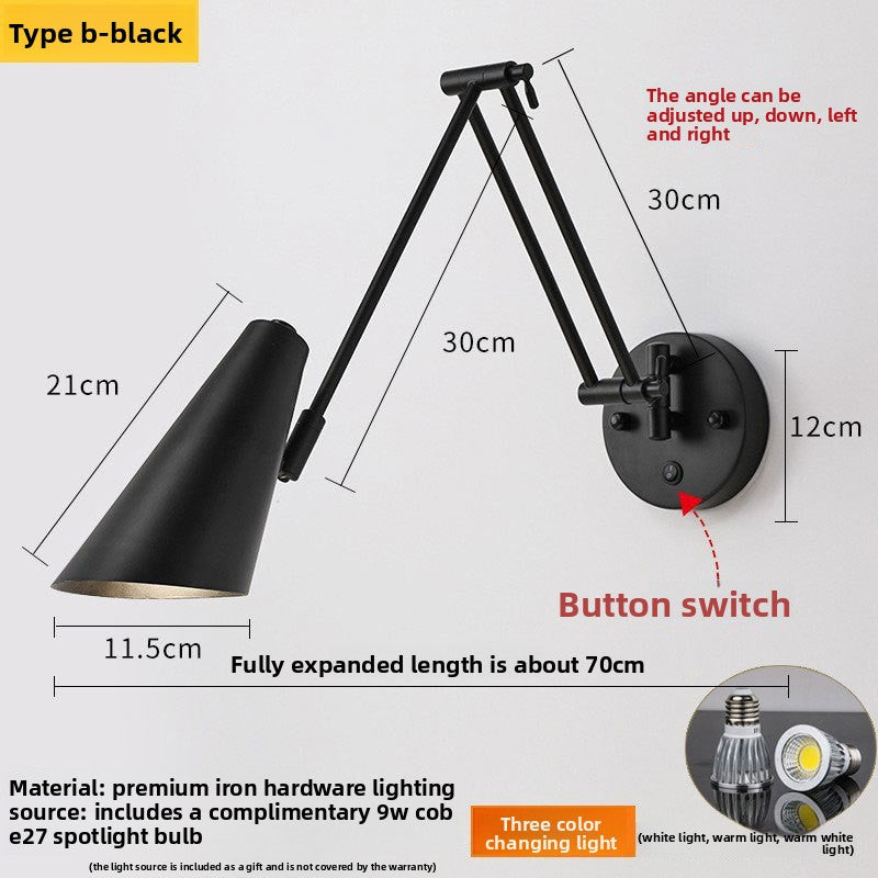 Foldable Retro Long Boom Lamp