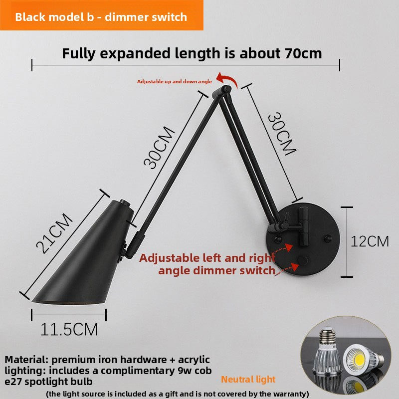 Foldable Retro Long Boom Lamp