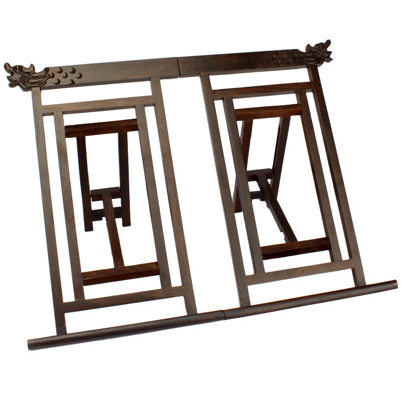 Foldable Rosewood Copybook Stand with Carved Design