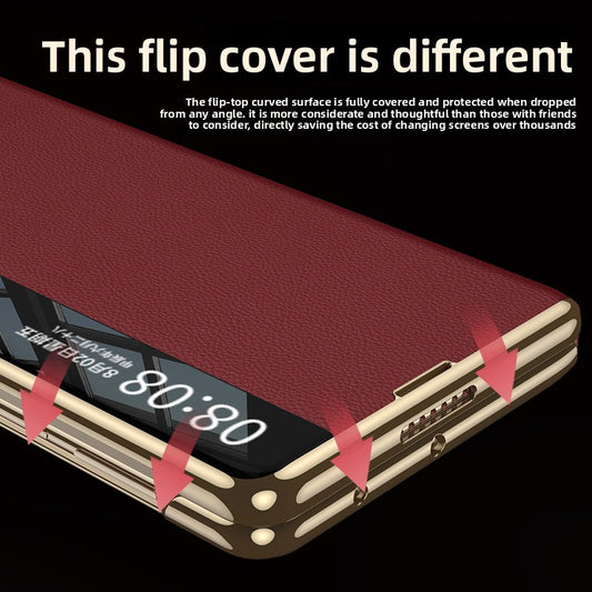 Foldable screen plain leather phone case