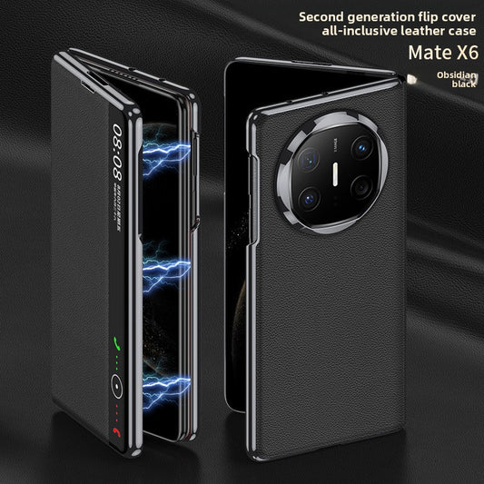 Foldable screen plain leather phone case