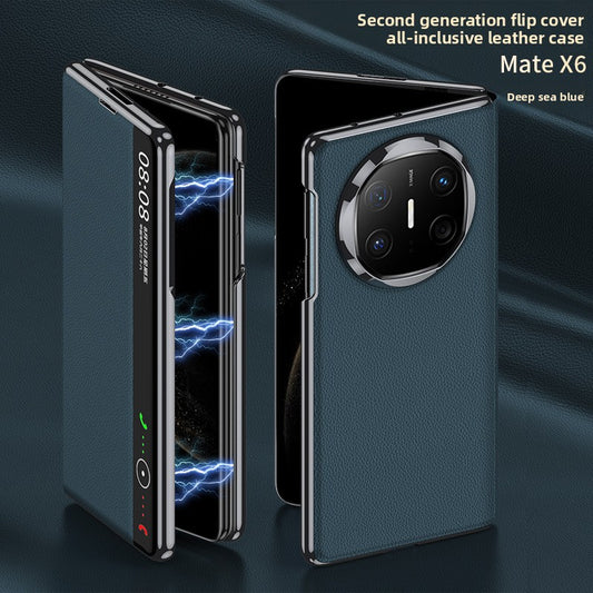 Foldable screen plain leather phone case