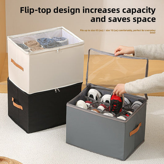 Foldable Shoe Storage Box with Clear Lid