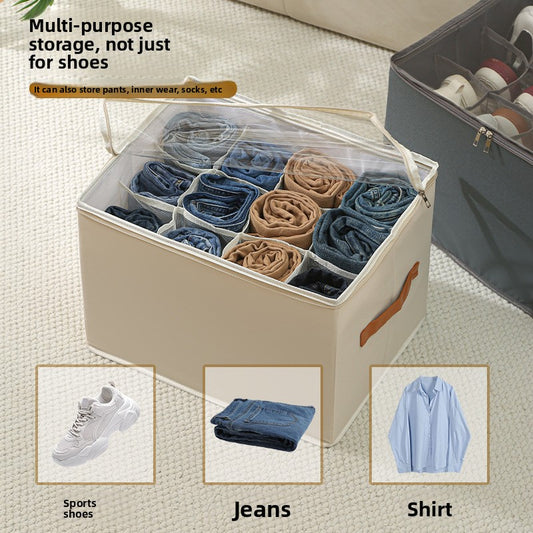 Foldable Shoe Storage Box with Clear Lid