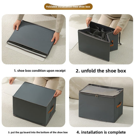Foldable Shoe Storage Box with Clear Lid