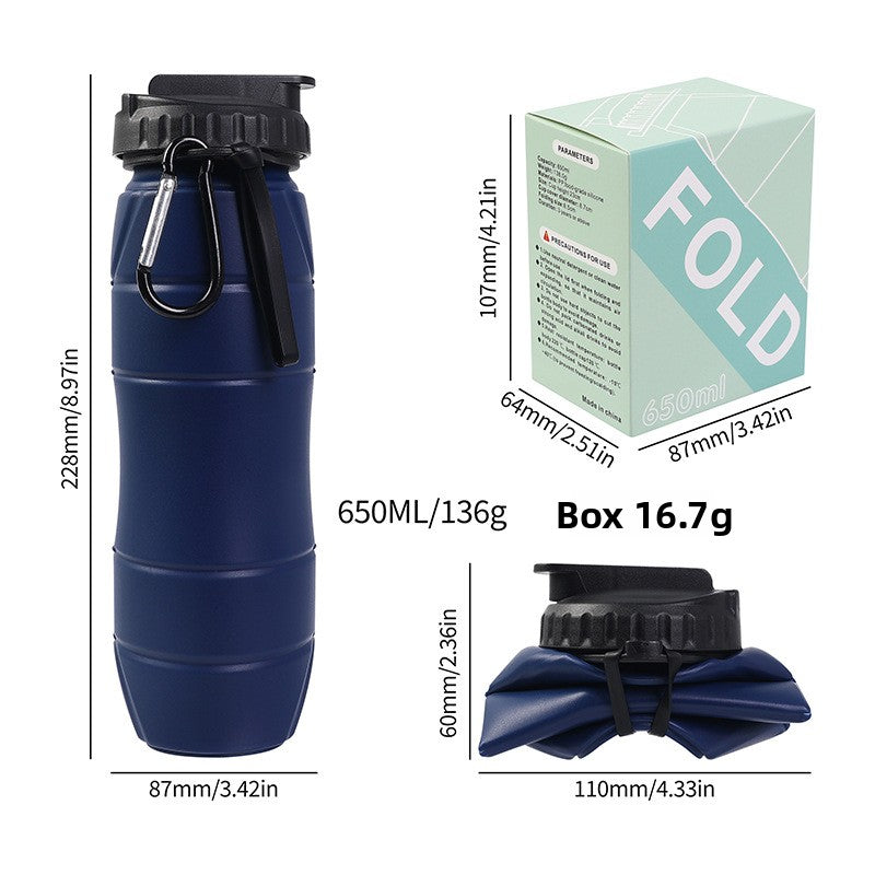 Foldable Silicone Water Bottle with Straw for Outdoor Sports