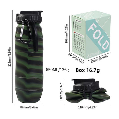 Foldable Silicone Water Bottle with Straw for Outdoor Sports