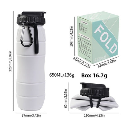 Foldable Silicone Water Bottle with Straw for Outdoor Sports