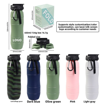 Foldable Silicone Water Bottle with Straw for Outdoor Sports
