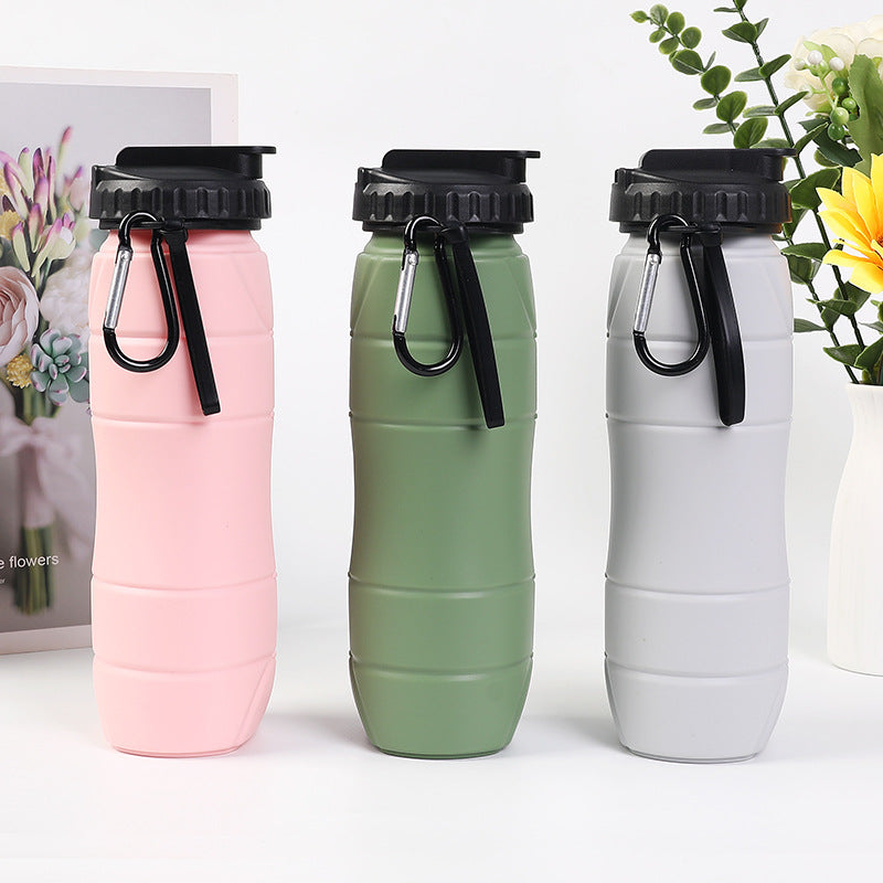 Foldable Silicone Water Bottle with Straw for Outdoor Sports