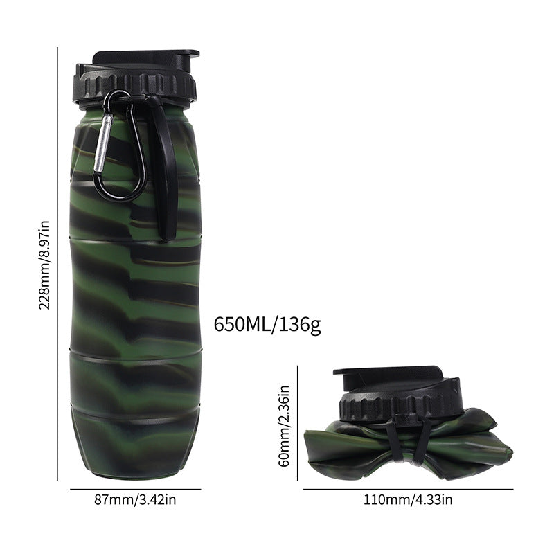 Foldable Silicone Water Bottle with Straw for Outdoor Sports