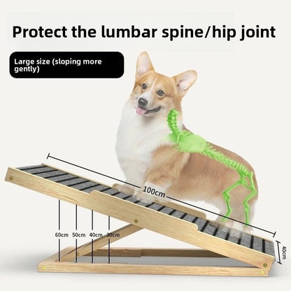 Foldable Solid Wood Pet Stairs for Dogs and Cats