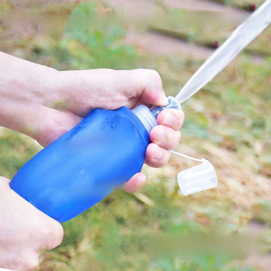 Foldable Sports Water Bottle with Silicone Mouthpiece