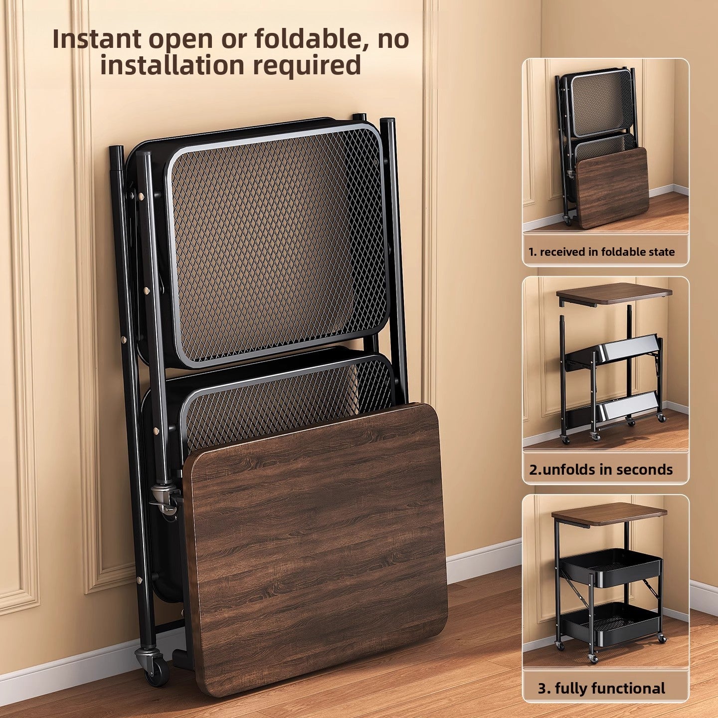 Foldable Storage Rack with Wheels