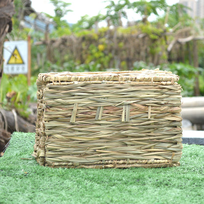 Foldable Straw Pet Cage with Hiding House