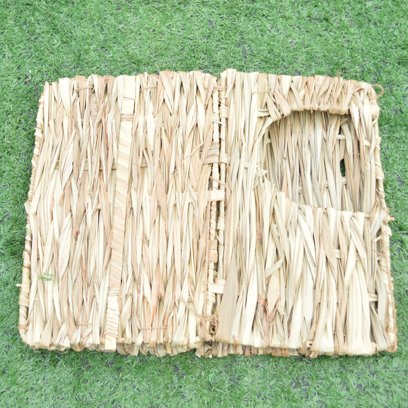 Foldable Straw Pet Cage with Hiding House