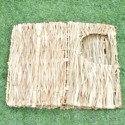 Foldable Straw Pet Cage with Hiding House