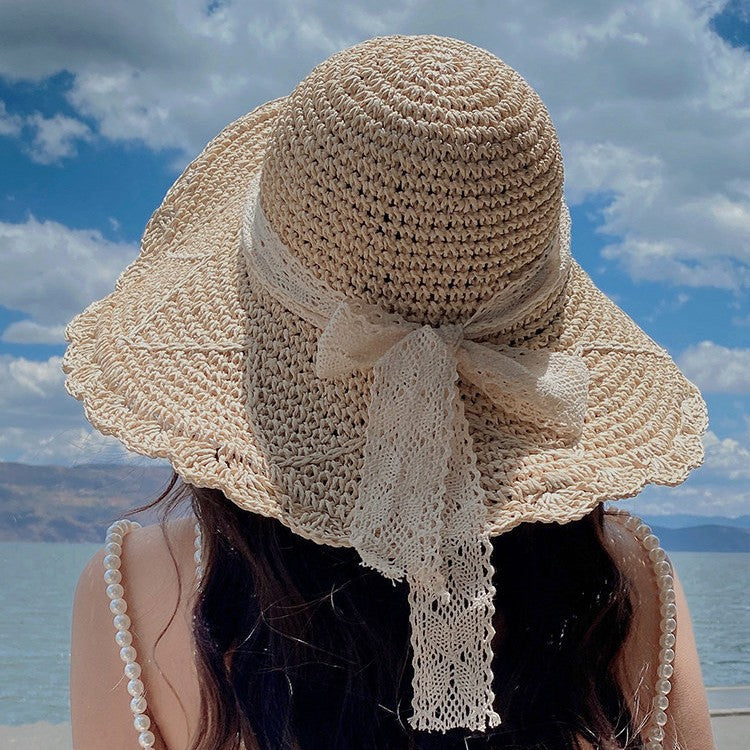 Foldable Straw Sun Hat with Wide Brim