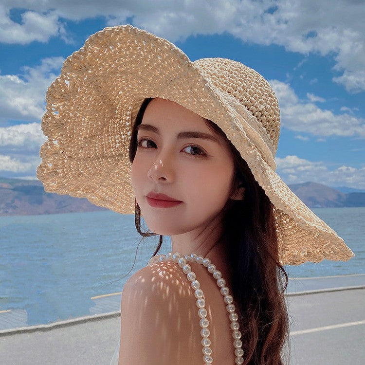 Foldable Straw Sun Hat with Wide Brim