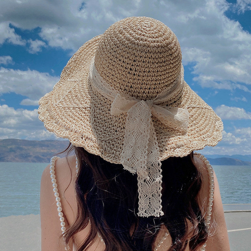 Foldable Straw Sun Hat with Wide Brim