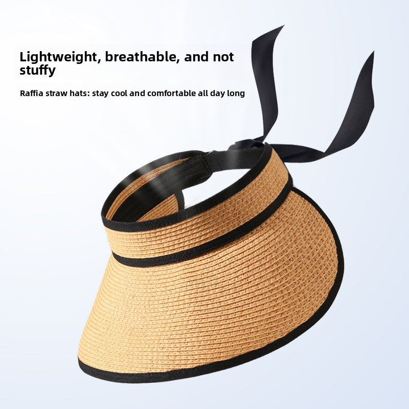 Foldable Straw Sun Hat with Wide Brim