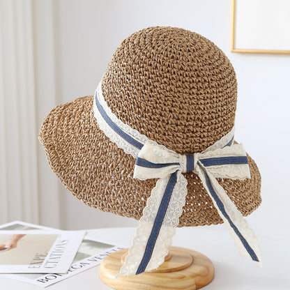 Foldable Straw Sun Hat with Wide Brim