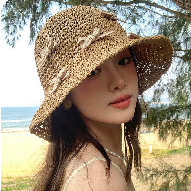Foldable Straw Sun Hat with Wide Brim