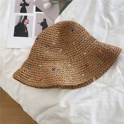 Foldable Straw Sun Hat with Wide Brim