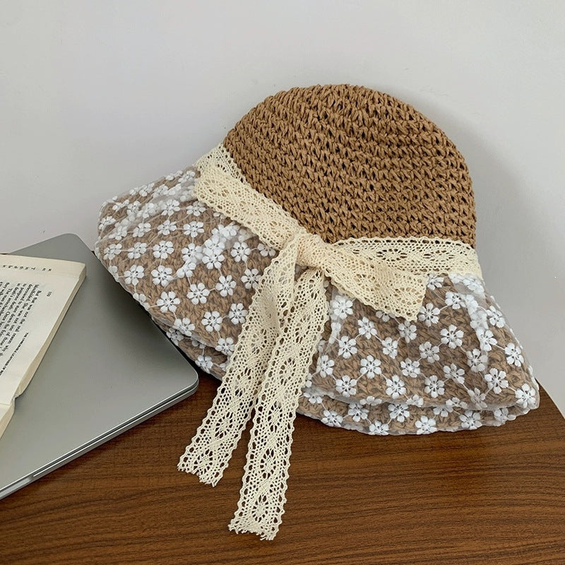 Foldable Straw Sun Hat with Wide Brim