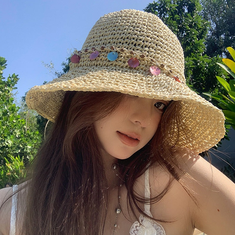 Foldable Straw Sun Hat with Wide Brim