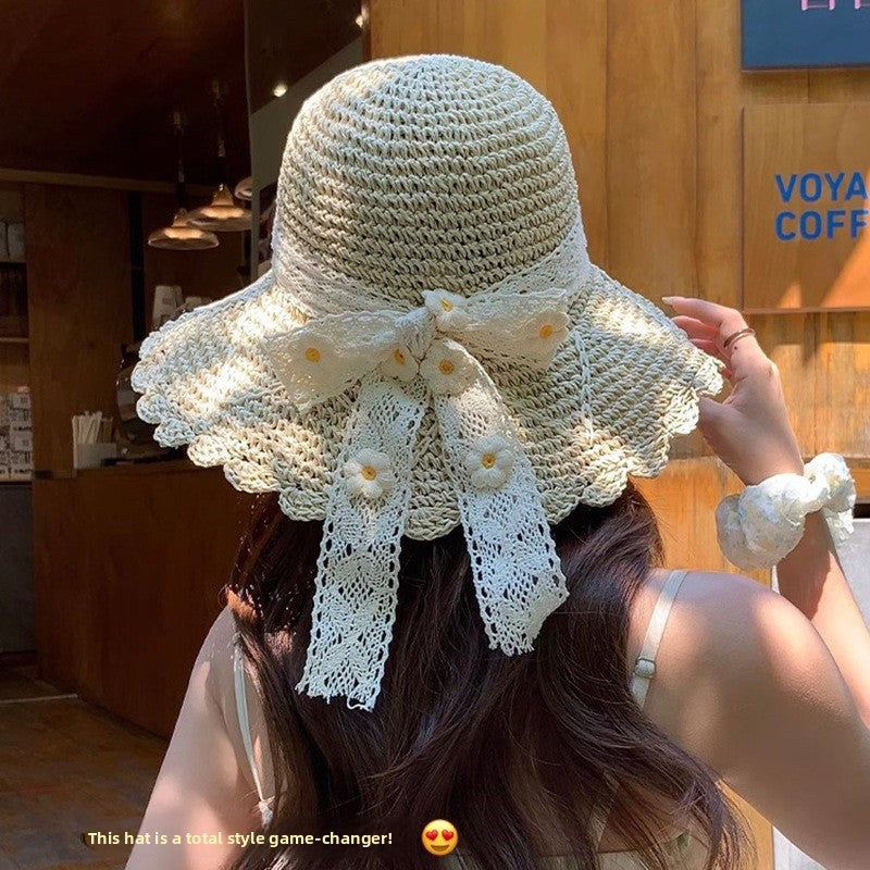 Foldable Straw Sun Hat with Wide Brim