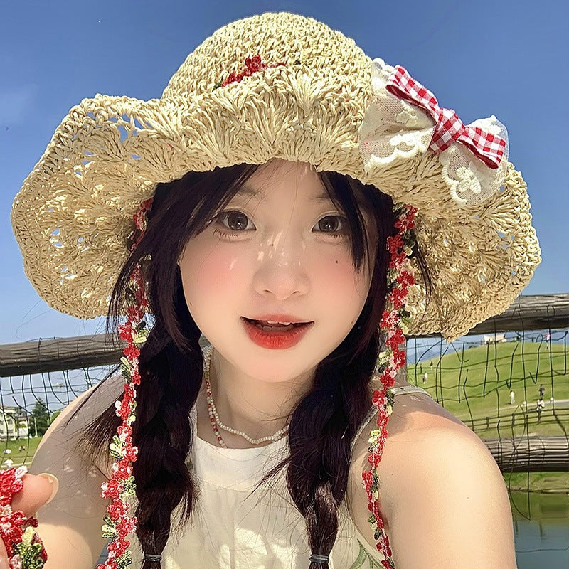 Foldable Straw Sun Hat with Wide Brim