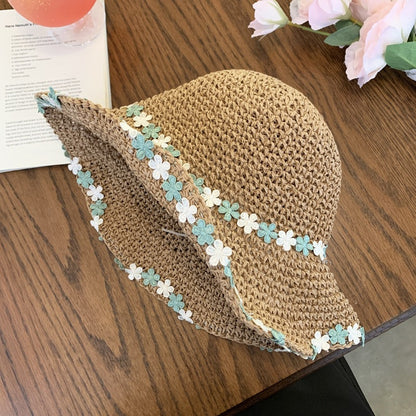 Foldable Straw Sun Hat with Wide Brim